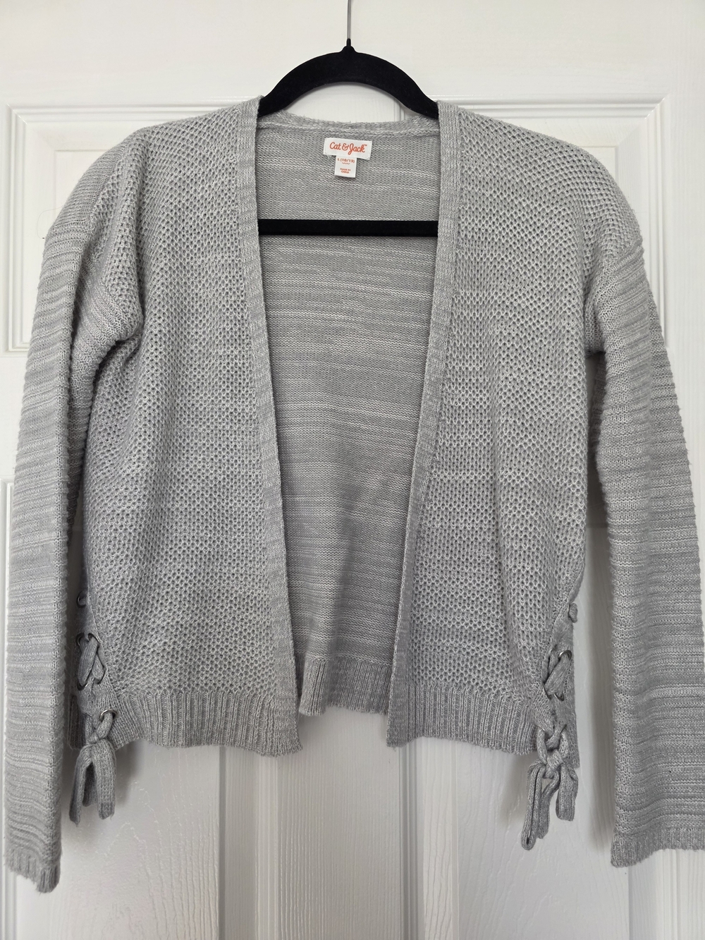Cat & Jack Light Gray Open Front Knit Cardigan Sweater